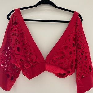 Cropped Red V-Neck